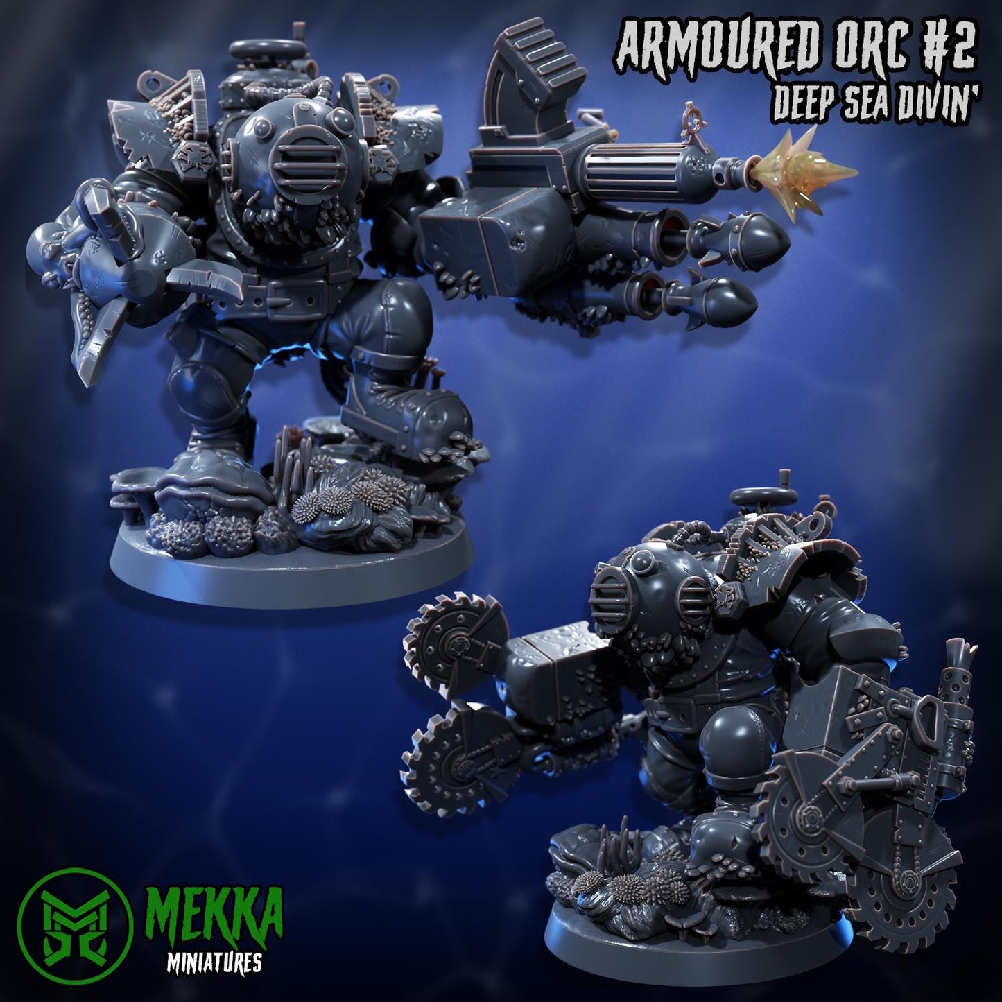 Armoured Ork Set, Space-Faring Orkish Menace Sculpted by Mekka Miniatures, Grimdark Compatible, Scaled for Sci-Fi Miniature Wargames