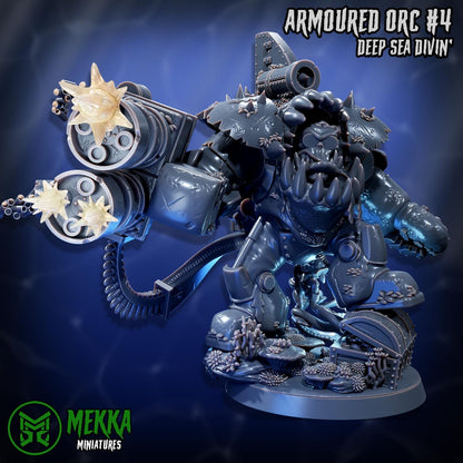 Armoured Ork Set, Space-Faring Orkish Menace Sculpted by Mekka Miniatures, Grimdark Compatible, Scaled for Sci-Fi Miniature Wargames