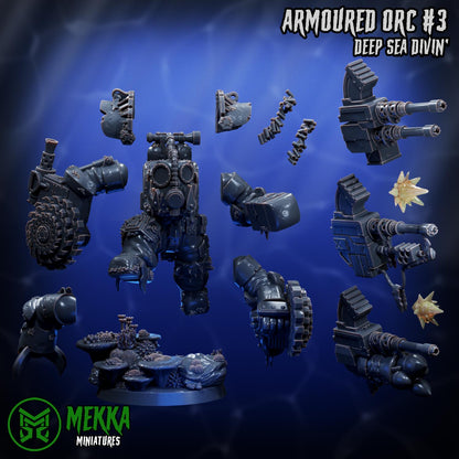 Armoured Ork Set, Space-Faring Orkish Menace Sculpted by Mekka Miniatures, Grimdark Compatible, Scaled for Sci-Fi Miniature Wargames