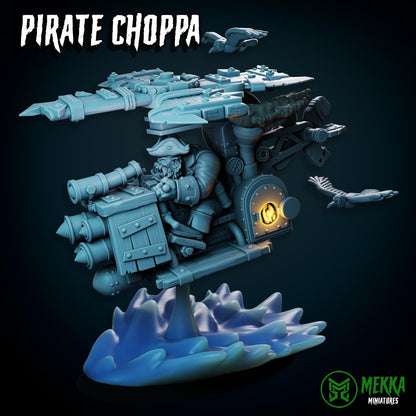 Pirate Choppas, Space-Faring Orkish Menace Sculpted by Mekka Miniatures, Grimdark Compatible, Scaled for Sci-Fi Miniature Wargames