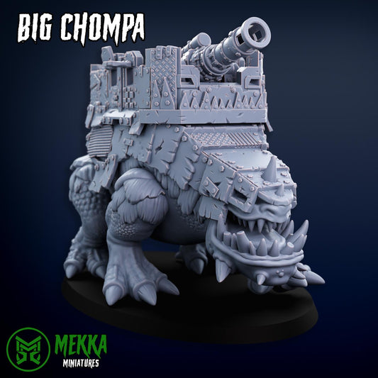 Big Chompa, Space-Faring Orkish Menace Sculpted by Mekka Miniatures, Grimdark Compatible, Scaled for Sci-Fi Miniature Wargames