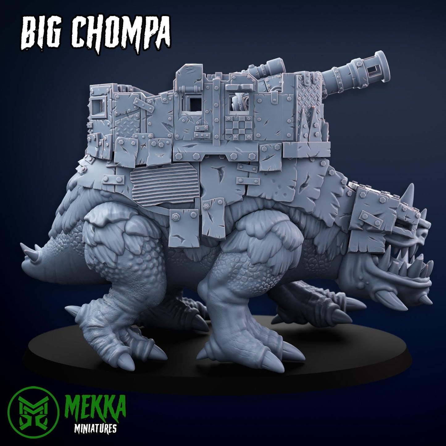 Big Chompa, Space-Faring Orkish Menace Sculpted by Mekka Miniatures, Grimdark Compatible, Scaled for Sci-Fi Miniature Wargames