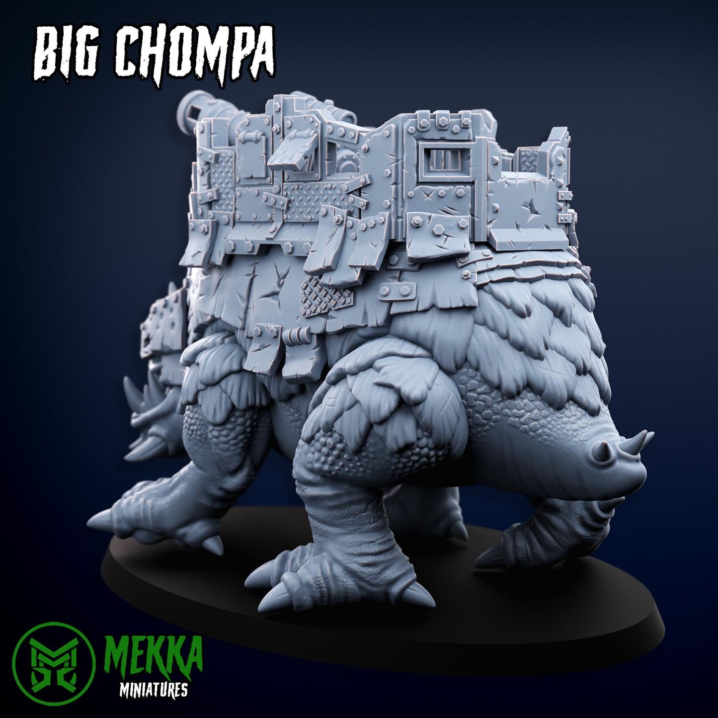 Big Chompa, Space-Faring Orkish Menace Sculpted by Mekka Miniatures, Grimdark Compatible, Scaled for Sci-Fi Miniature Wargames