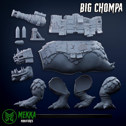 Big Chompa, Space-Faring Orkish Menace Sculpted by Mekka Miniatures, Grimdark Compatible, Scaled for Sci-Fi Miniature Wargames