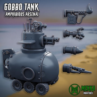 Pirate Gobbo Tanks, Space-Faring Orkish Menace Sculpted by Mekka Miniatures, Grimdark Compatible, Scaled for Sci-Fi Miniature Wargames