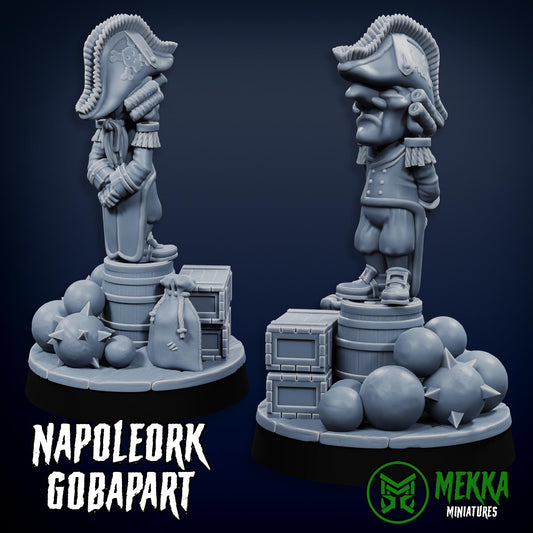 Ammo Gobbo - Napoleork Gobapart, Space-Faring Orkish Menace Sculpted by Mekka Miniatures, Grimdark Compatible, Scaled for Miniature Wargames