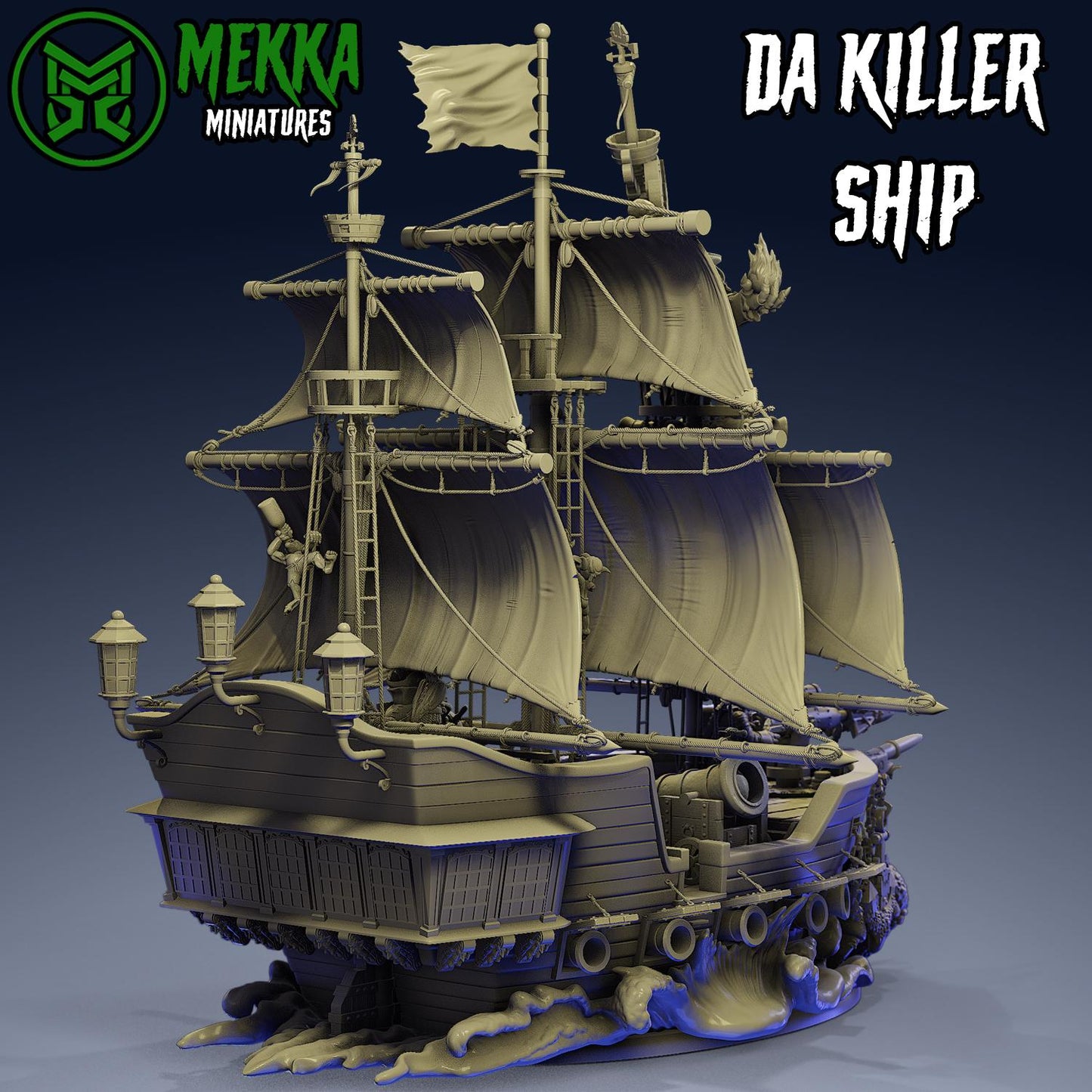 Da Killer Ship, Space-Faring Orkish Menace Sculpted by Mekka Miniatures, Grimdark Compatible, Scaled for Sci-Fi Miniature Wargames