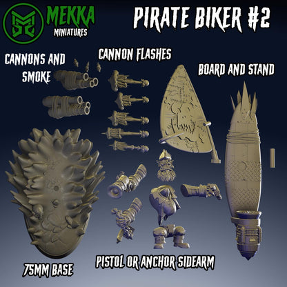Pirate Biker Set, Space-Faring Orkish Menace Sculpted by Mekka Miniatures, Grimdark Compatible, Scaled for Sci-Fi Miniature Wargames