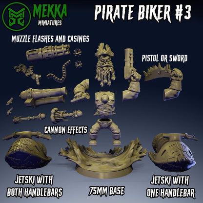 Pirate Biker Set, Space-Faring Orkish Menace Sculpted by Mekka Miniatures, Grimdark Compatible, Scaled for Sci-Fi Miniature Wargames