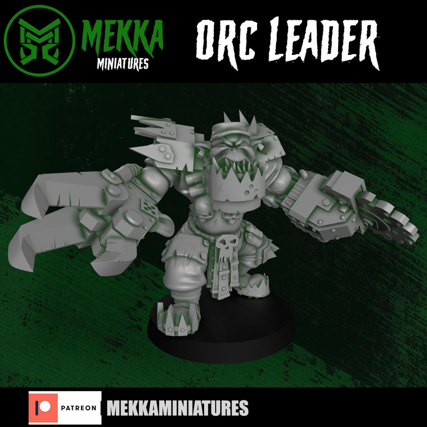 Modular Orc Leader, Space-Faring Orkish Menace Sculpted by Mekka Miniatures, Grimdark Compatible, Scaled for Sci-Fi Miniature Wargames