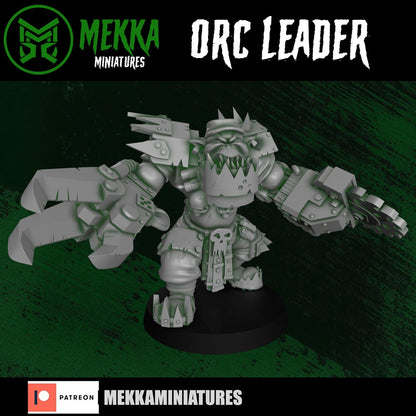 Modular Orc Leader, Space-Faring Orkish Menace Sculpted by Mekka Miniatures, Grimdark Compatible, Scaled for Sci-Fi Miniature Wargames