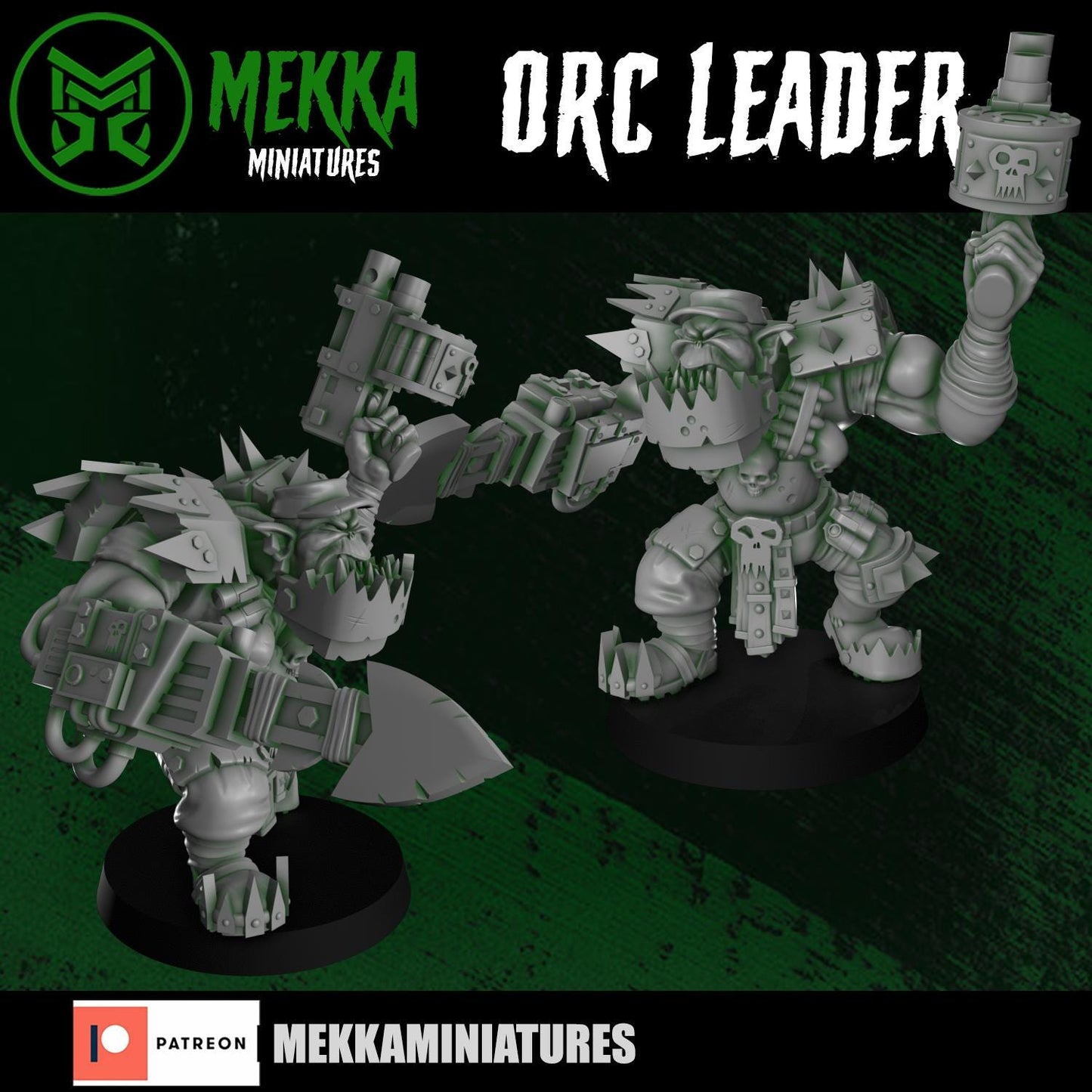Modular Orc Leader, Space-Faring Orkish Menace Sculpted by Mekka Miniatures, Grimdark Compatible, Scaled for Sci-Fi Miniature Wargames