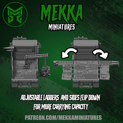 Orc Truck, Space-Faring Orkish Menace Sculpted by Mekka Miniatures, Grimdark Compatible, Scaled for Sci-Fi Miniature Wargames