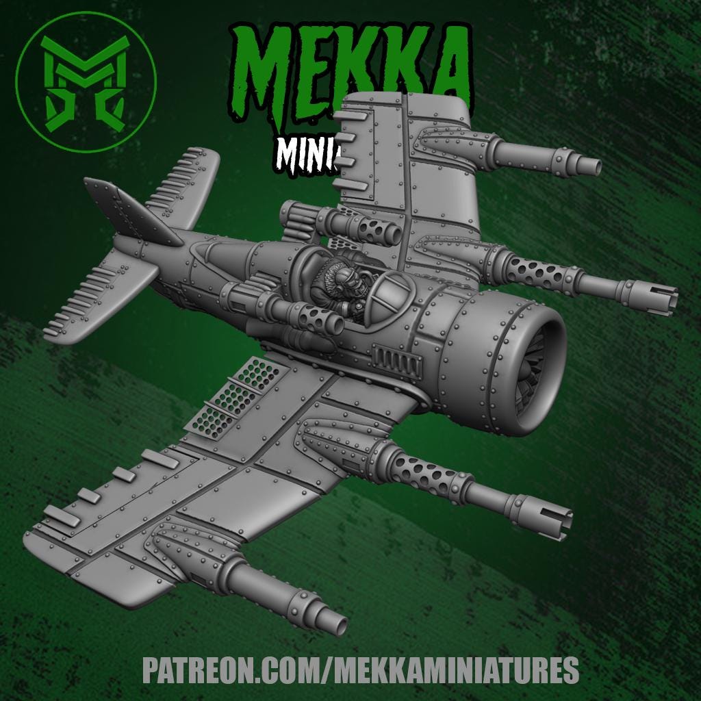 Orc Jet, Space-Faring Orkish Menace Sculpted by Mekka Miniatures, Grimdark Compatible, Scaled for Sci-Fi Miniature Wargames