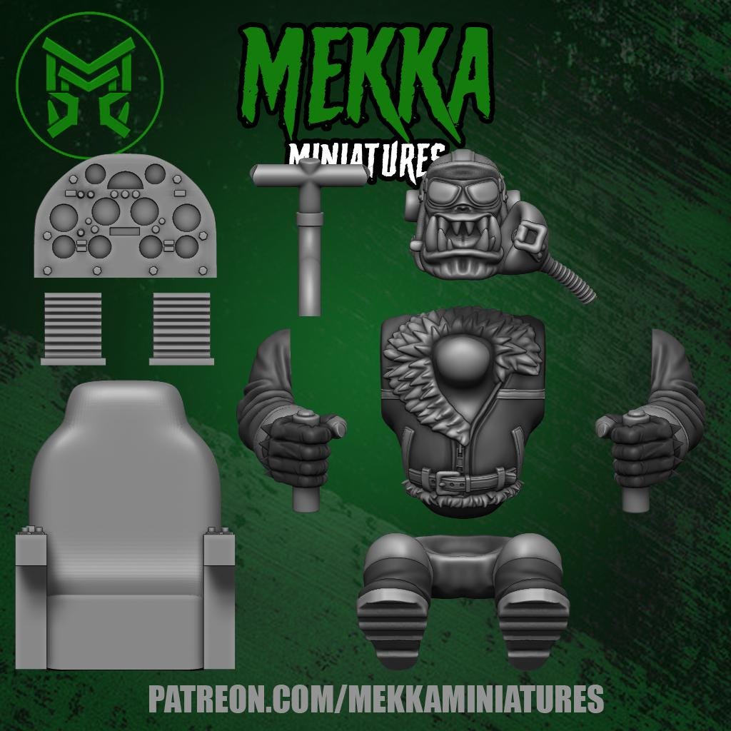 Orc Jet, Space-Faring Orkish Menace Sculpted by Mekka Miniatures, Grimdark Compatible, Scaled for Sci-Fi Miniature Wargames