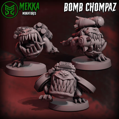 Bomb Chompas, Space-Faring Orkish Menace Sculpted by Mekka Miniatures, Grimdark Compatible, Scaled for Sci-Fi Miniature Wargames