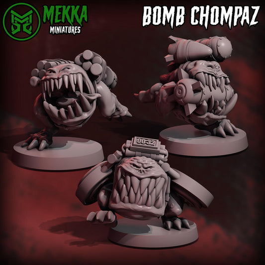 Bomb Chompas, Space-Faring Orkish Menace Sculpted by Mekka Miniatures, Grimdark Compatible, Scaled for Sci-Fi Miniature Wargames