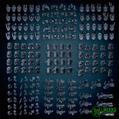 Modular Bionic Cyborks! Space-Faring Orkish Menace Sculpted by Mekka Miniatures, Grimdark Compatible, Scaled for Sci-Fi Miniature Wargames