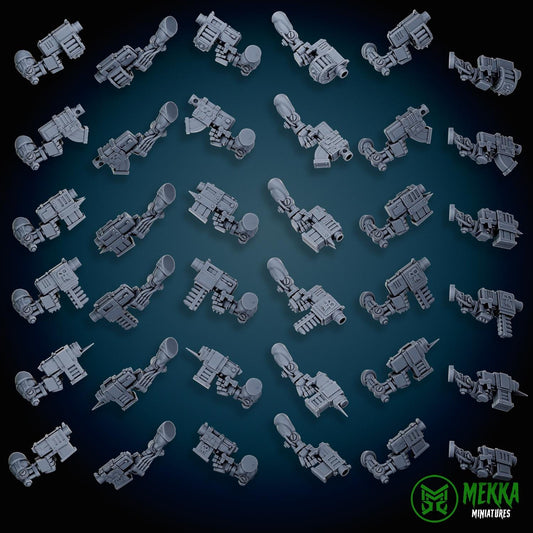 Modular Bionic Cybork Dakka set! Space-Faring Orkish Menace Sculpted by Mekka Miniatures, Grimdark Compatible, Scaled for Sci-Fi Wargames