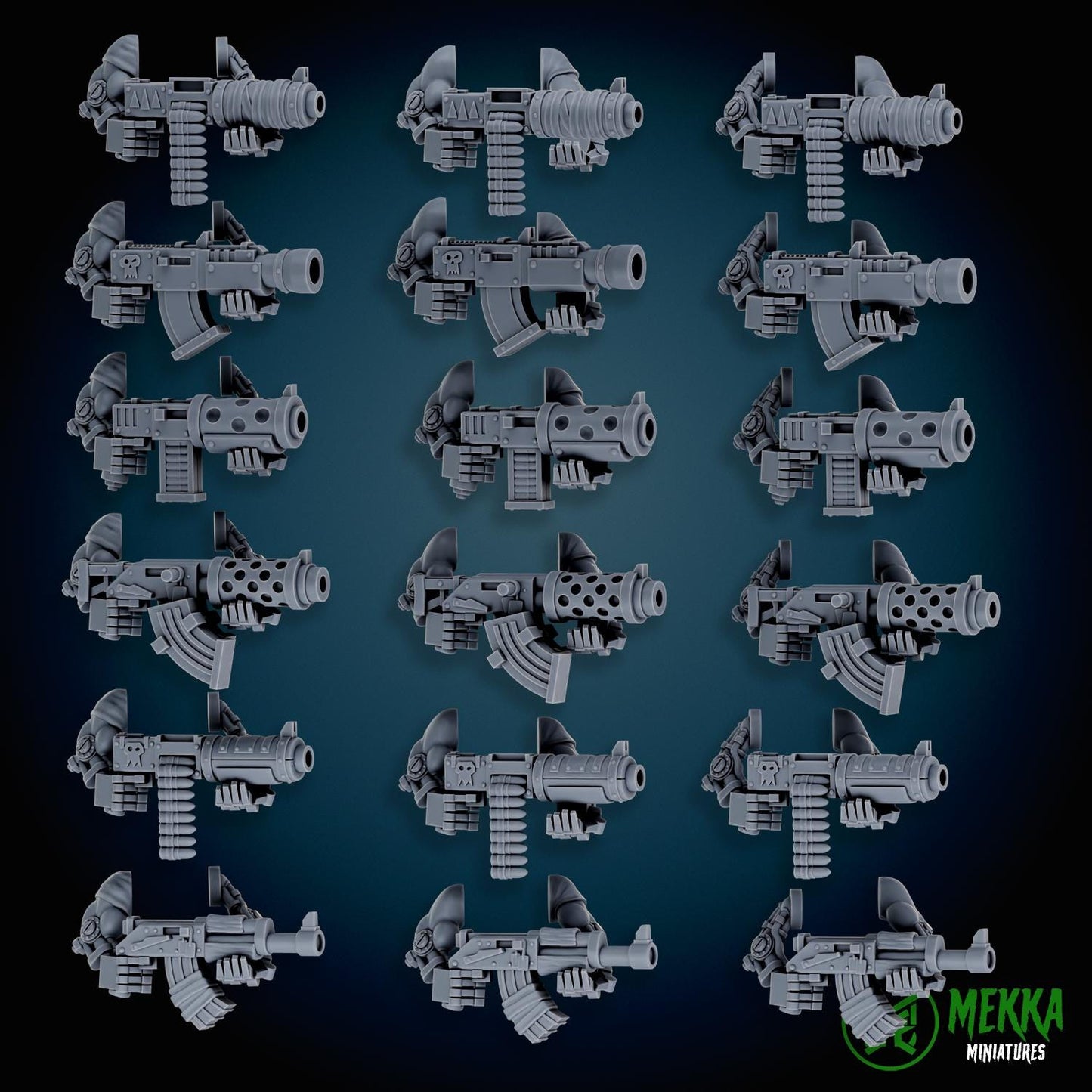 Modular Bionic Cybork Dakka set! Space-Faring Orkish Menace Sculpted by Mekka Miniatures, Grimdark Compatible, Scaled for Sci-Fi Wargames