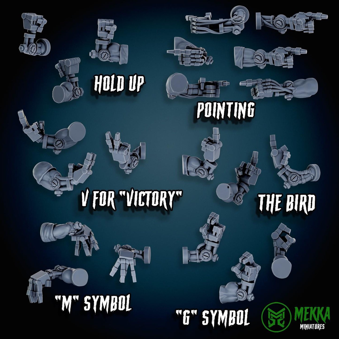 Modular Bionic Cybork Melee set! Space-Faring Orkish Menace Sculpted by Mekka Miniatures, Grimdark Compatible, Scaled for Sci-Fi Wargames