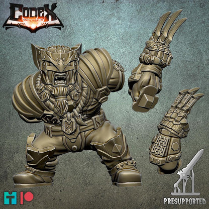 Dwogan Mithrilclaw, Dwarven Fighter Heroic Miniature for Tabletop Roleplaying games by Codex Universalis