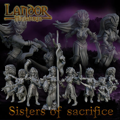 Sisters of Sacrifice, Modular Dark Elven miniatures by Landor Miniatures! Dark Elves for Fantasy Wargames