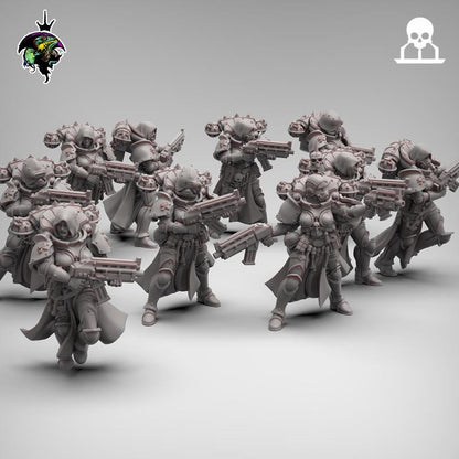 Coven Squad, Battle Sisters Sci-Fi Regiment Miniatures by Reptilian Overlords