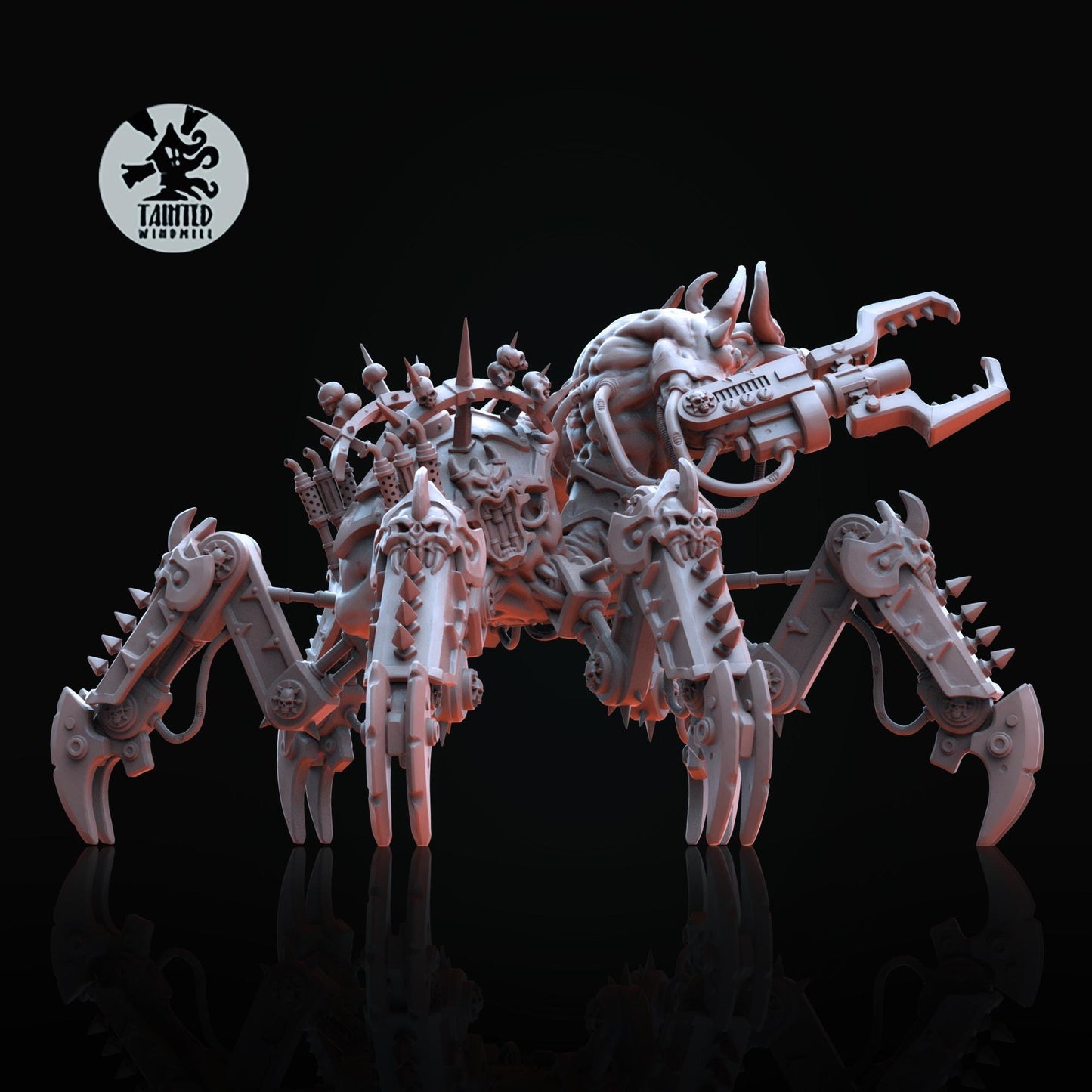 Iron Skulls Reaper, Chaotic Daemonic Monopose Miniatures Sculpted by Tainted Windmill for Wargames set in the Grimdark Future