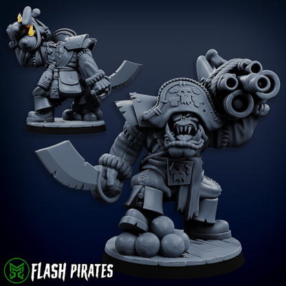 Flashy Captain, Space-Faring Orkish Menace Sculpted by Mekka Miniatures, Grimdark Compatible, Scaled for Sci-Fi Miniature Wargames