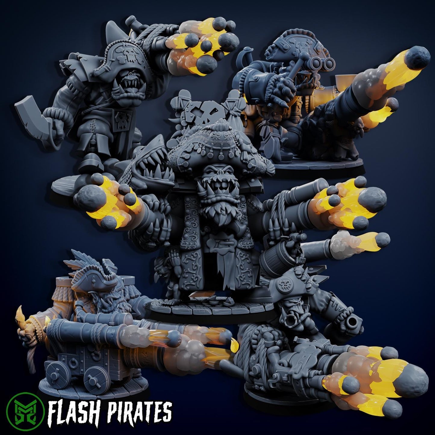 Flashy Captain, Space-Faring Orkish Menace Sculpted by Mekka Miniatures, Grimdark Compatible, Scaled for Sci-Fi Miniature Wargames