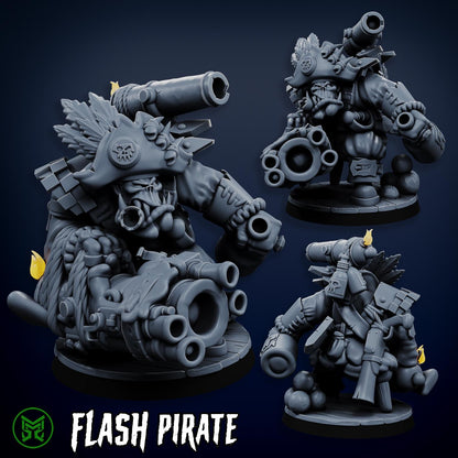 Flashy Captain, Space-Faring Orkish Menace Sculpted by Mekka Miniatures, Grimdark Compatible, Scaled for Sci-Fi Miniature Wargames