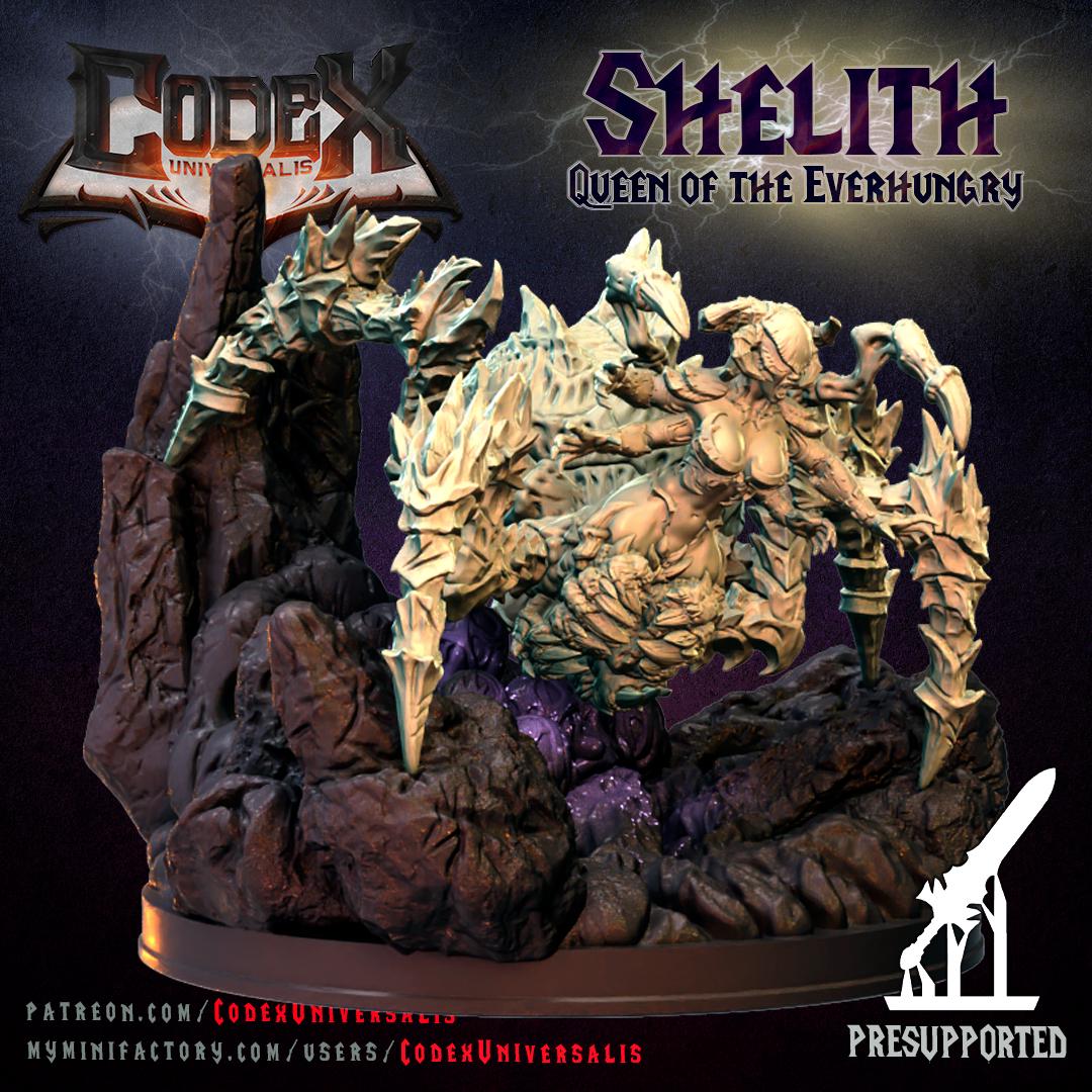 Shelith, Queen of the Everhungry On Scenic Base, Demonic Spider Queen for Tabletop Roleplaying games by Codex Universalis