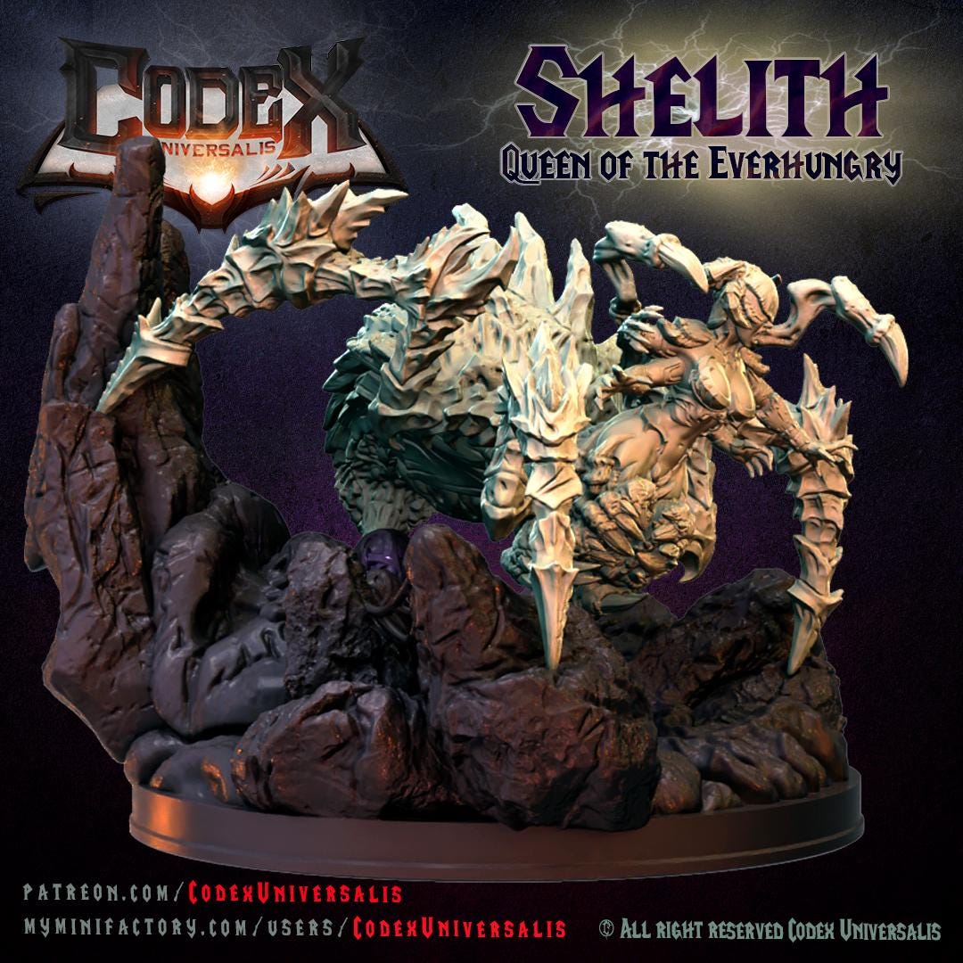 Shelith, Queen of the Everhungry On Scenic Base, Demonic Spider Queen for Tabletop Roleplaying games by Codex Universalis