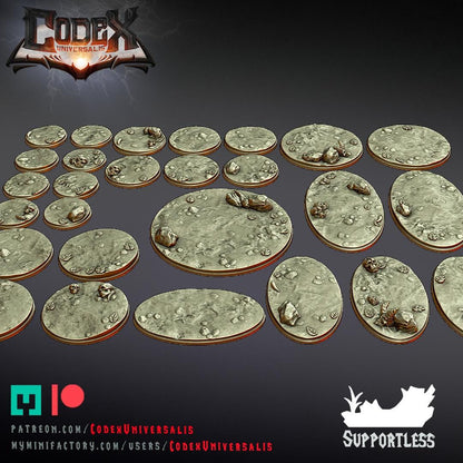 Ground Textured Round and Oval Bases for use in Tabletop Wargames by Codex Universalis