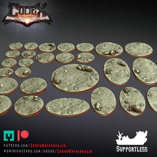 Ground Textured Round and Oval Bases for use in Tabletop Wargames by Codex Universalis