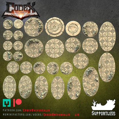 Cursed Temple Round and Oval Bases for use in Tabletop Wargames by Codex Universalis