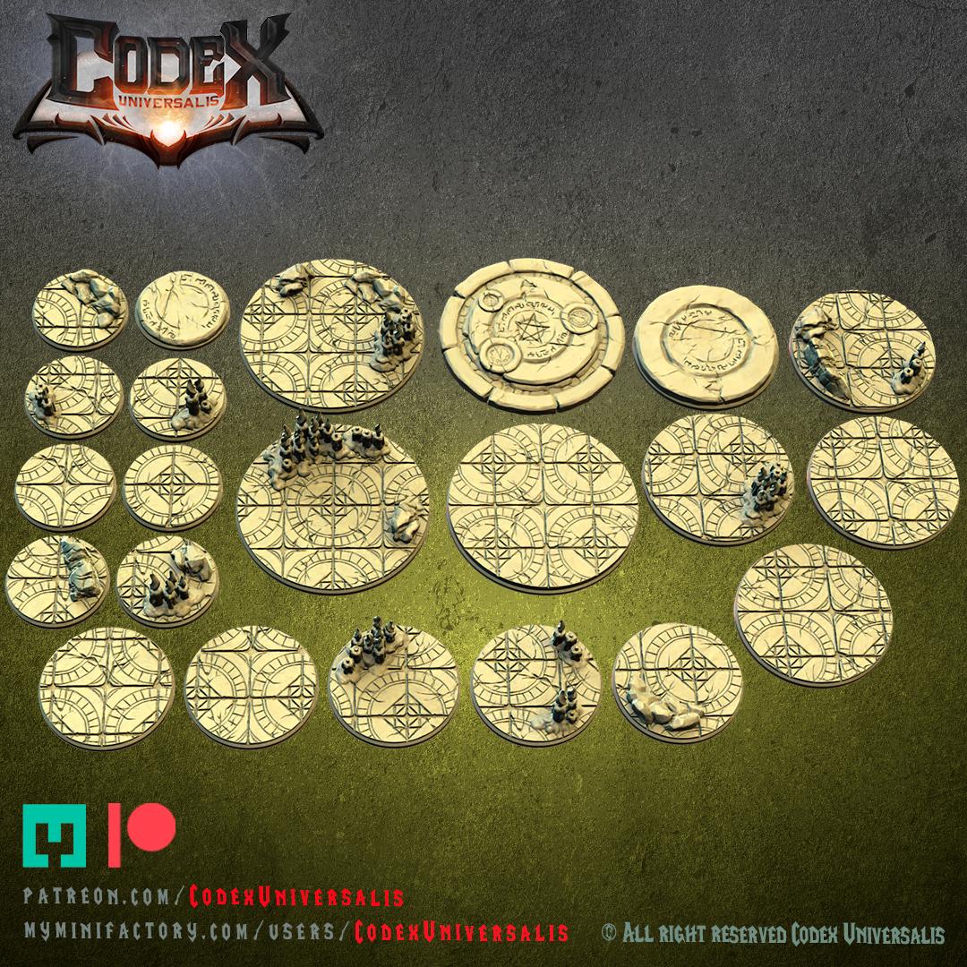 Cursed Temple Round and Oval Bases for use in Tabletop Wargames by Codex Universalis