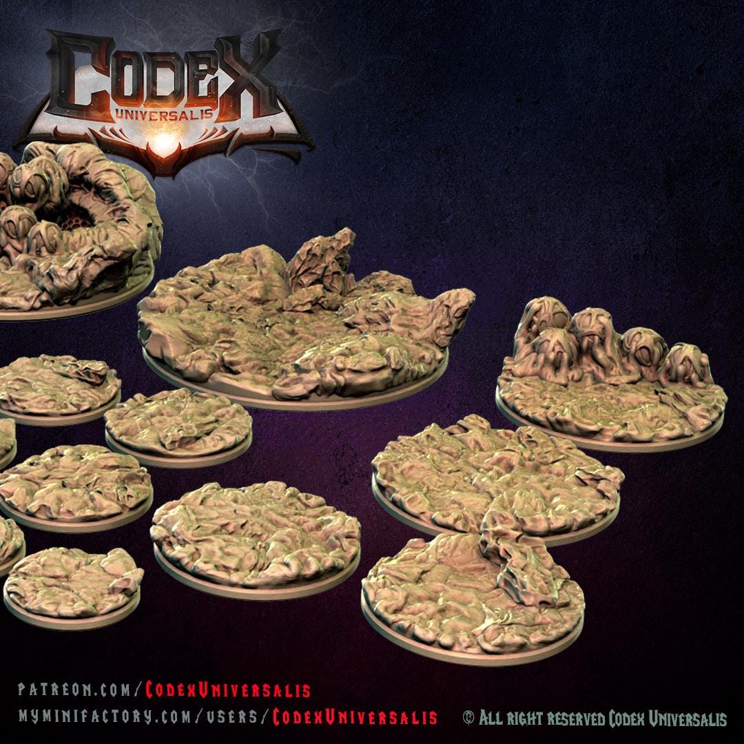 Spider Lair Round and Oval Bases for use in Tabletop Wargames by Codex Universalis