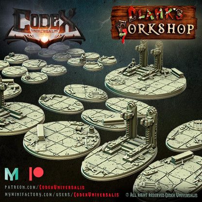Clank's Gorkshop Round and Oval Bases for use in Tabletop Wargames by Codex Universalis