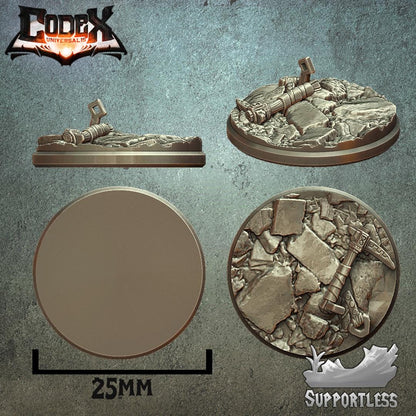 Dwarven Mines Round and Oval Bases for use in Tabletop Wargames by Codex Universalis