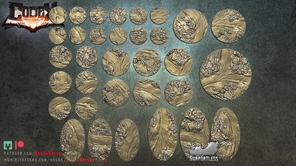 Dwarven Mines Round and Oval Bases for use in Tabletop Wargames by Codex Universalis