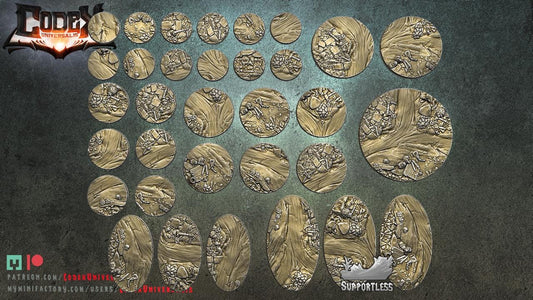 Dwarven Mines Round and Oval Bases for use in Tabletop Wargames by Codex Universalis