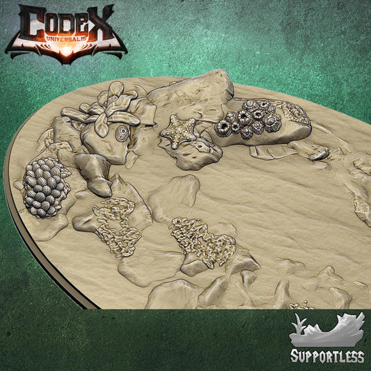 Coastal Reef Round and Oval Bases for use in Tabletop Wargames by Codex Universalis