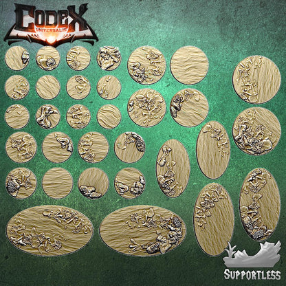 Coastal Reef Round and Oval Bases for use in Tabletop Wargames by Codex Universalis