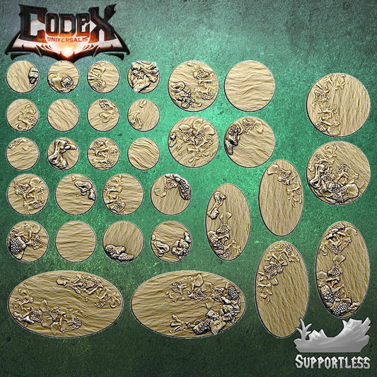 Coastal Reef Round and Oval Bases for use in Tabletop Wargames by Codex Universalis