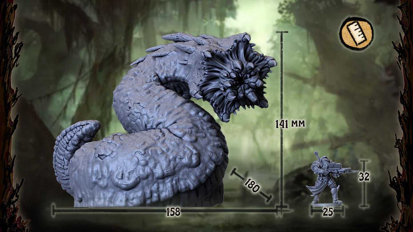 Ghugut, Swamp Wurm, Monstrous Worm Miniature for Tabletop Roleplaying games by Codex Universalis
