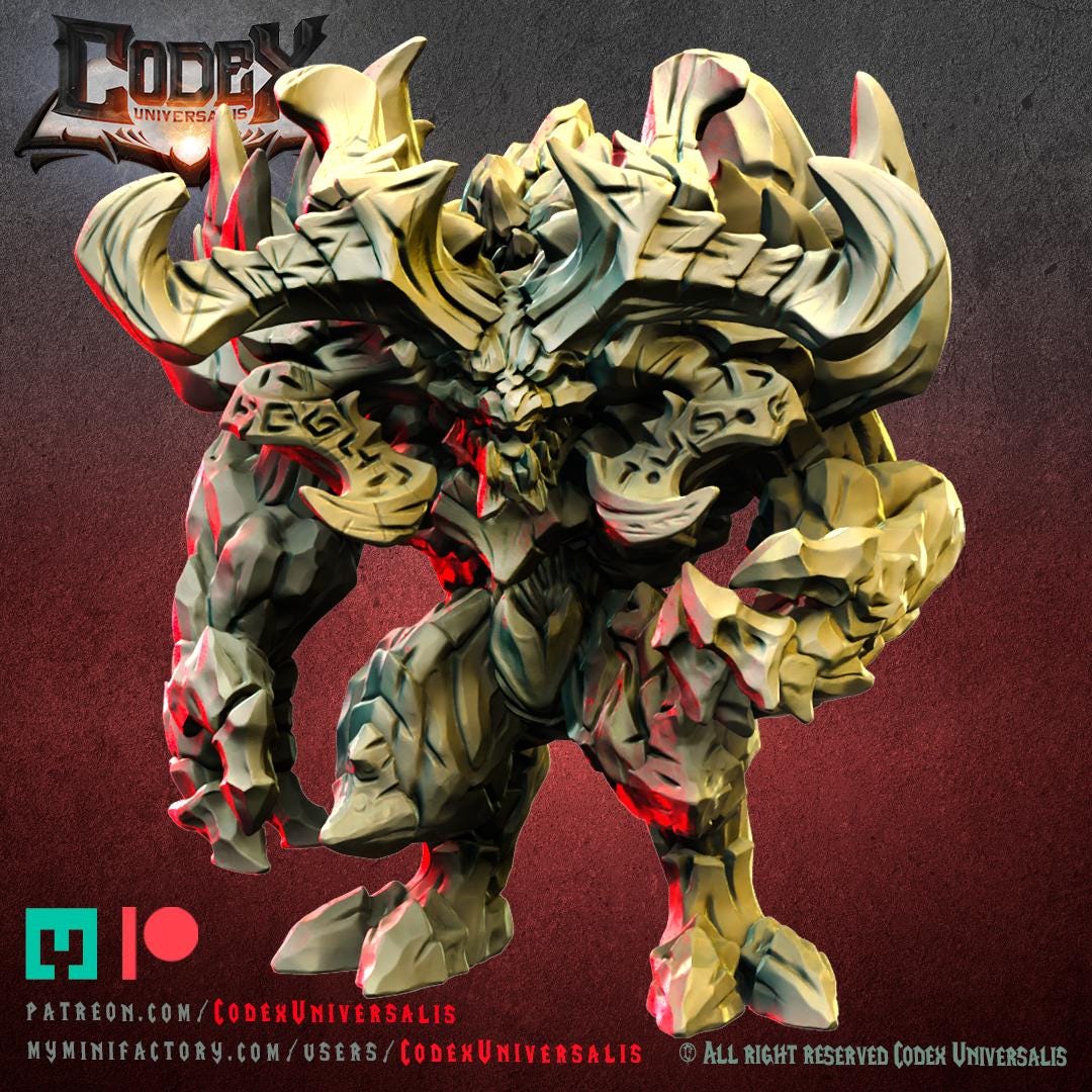 Fire and Stone Demons, Demonic Lava Spirit Miniatures for Tabletop Roleplaying games by Codex Universalis