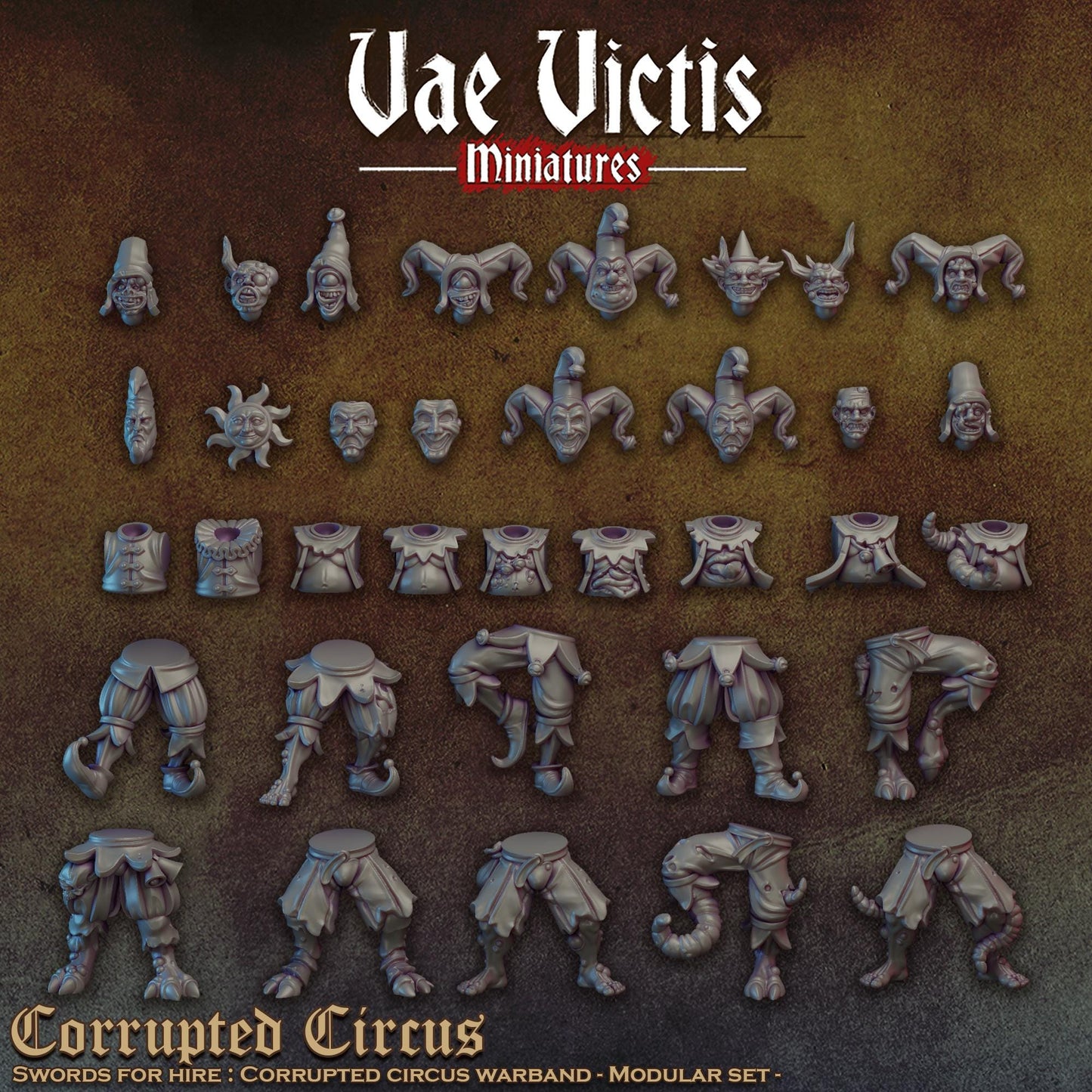 Corrupted Circus Miniatures, Bits and Weapon Conversions Fantasy by Vae Victis, perfect for Fantasy tabletop Wargames