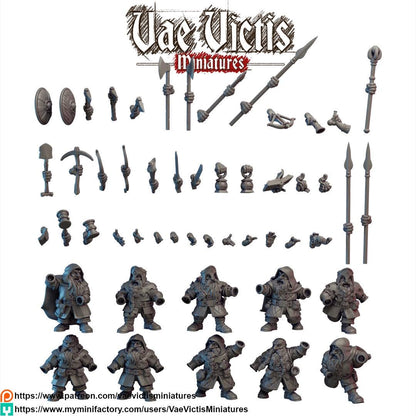 Modular Hill Dwarves, Miniatures, Bits and Weapon Conversions Fantasy by Vae Victis, perfect for Fantasy tabletop Wargames